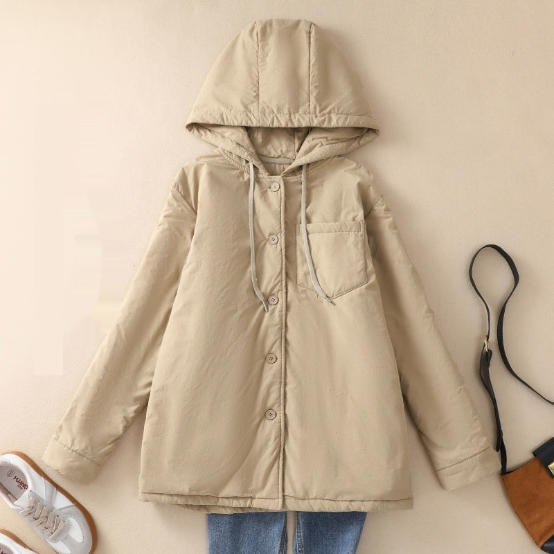 Fashionable Elegant Quilted Loose-fitting Large Size Hooded Coat