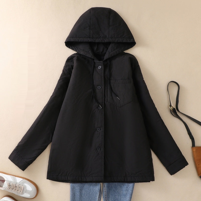 Fashionable Elegant Quilted Loose-fitting Large Size Hooded Coat