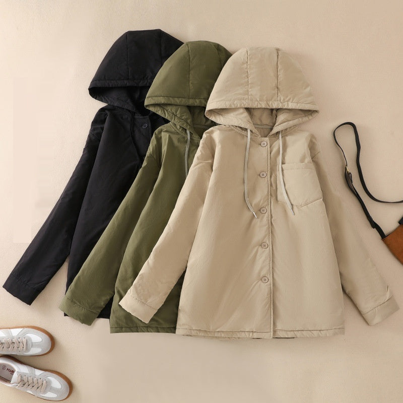 Fashionable Elegant Quilted Loose-fitting Large Size Hooded Coat