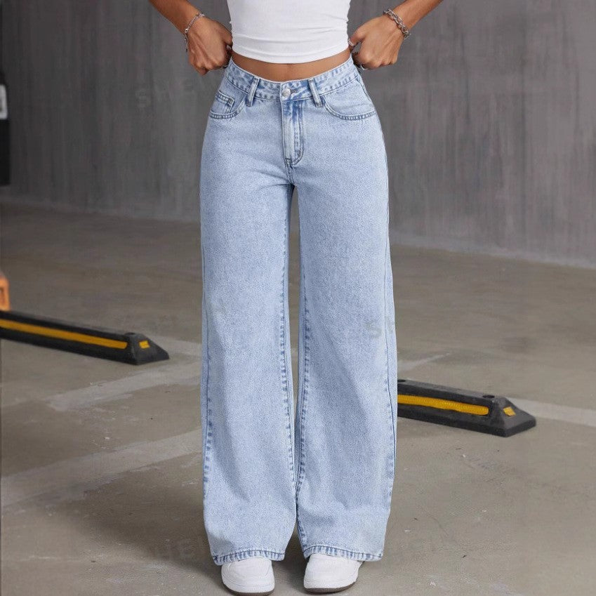 Spring And Autumn Sweet And Spicy Style High Waist Straight Loose Trouser