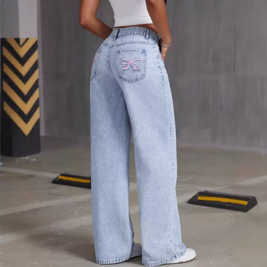 Spring And Autumn Sweet And Spicy Style High Waist Straight Loose Trouser