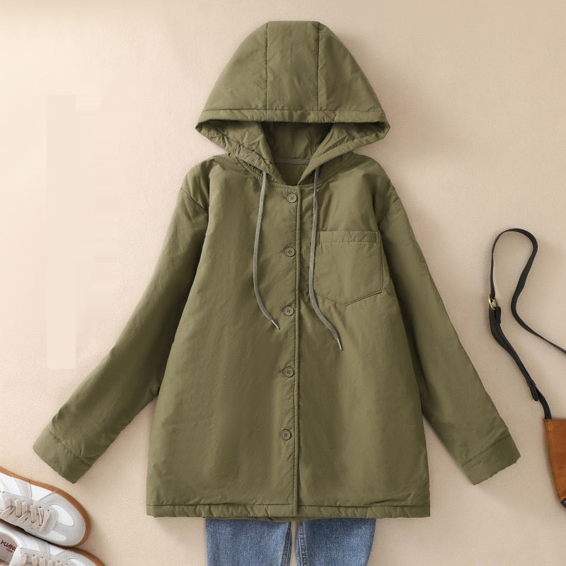 Fashionable Elegant Quilted Loose-fitting Large Size Hooded Coat